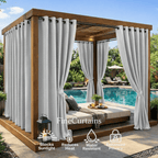 Outdoor Semi-Blackout Curtains Waterproof Grommet Top 4 Panels, Weather-Resistant Privacy Panels for Patio Pergola Gazebo Porch, 9 Colors 6 Sizes