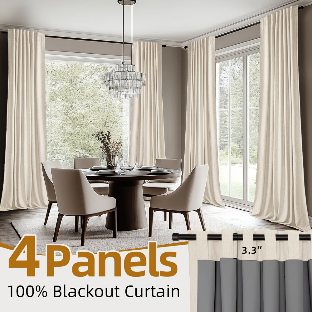 Back Tab Blackout Curtains 2 or 4 Panels – 100% Light Blocking Thermal Insulated Window Drapes for Living Room, Bedroom & Office, 50"W Multiple Lengths, 9 Colors
