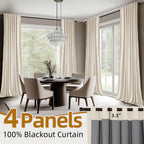 Back Tab Blackout Curtains 2 or 4 Panels – 100% Light Blocking Thermal Insulated Window Drapes for Living Room, Bedroom & Office, 50"W Multiple Lengths, 9 Colors