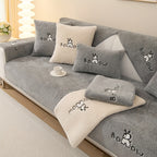 Cream Plush Sofa Slipcover Non-Slip – Thick Pet-Friendly Couch Protector Cover for 2 or 4 Seater Sofa, Living Room, Bedroom & Office Furniture
