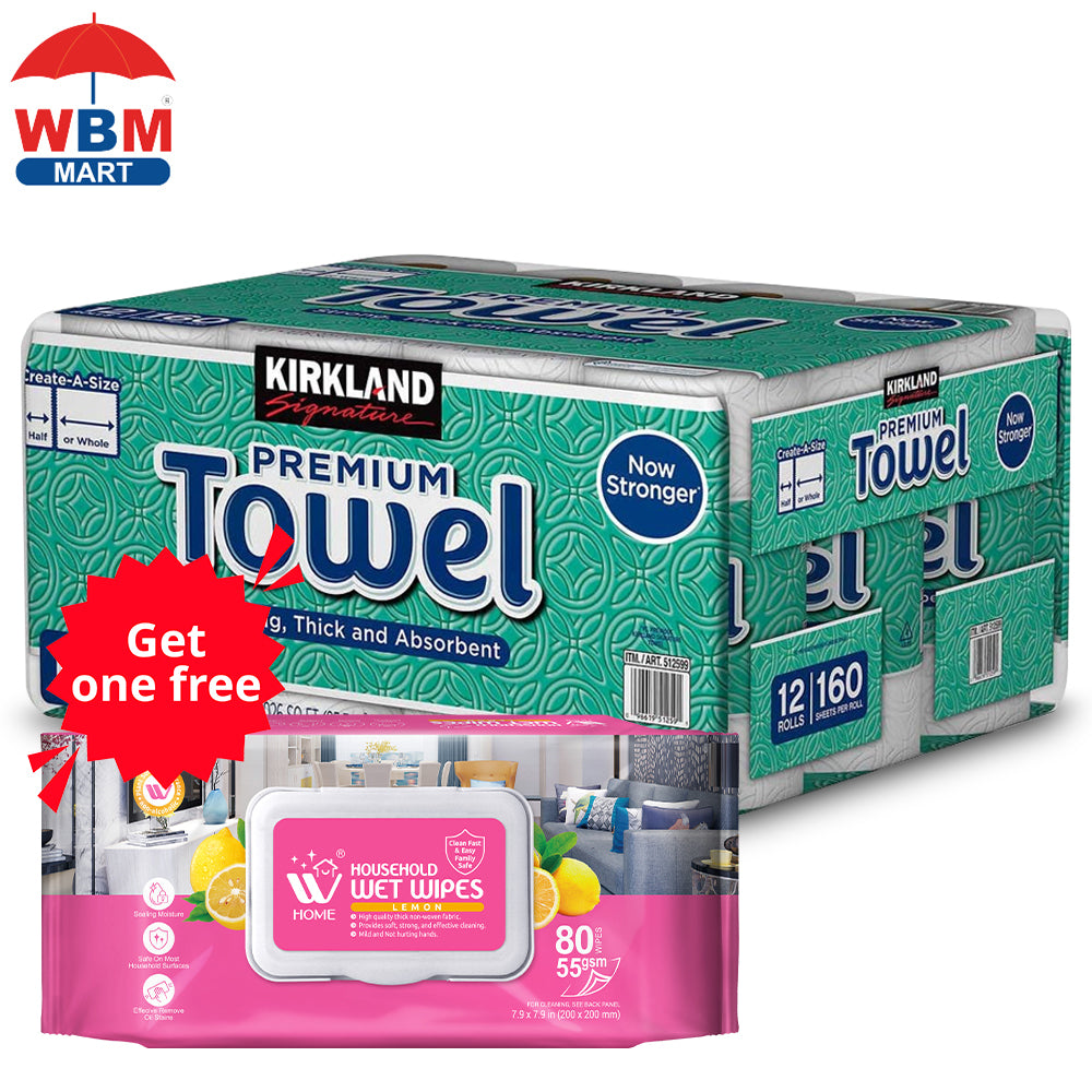 Premium Big Roll Paper Towels 2-Ply Select-a-Size 160 Sheets Per Roll – Highly Absorbent, Individually Wrapped for Kitchen, Bathroom & Household Cleaning, 6-Roll or 12-Roll Value Pack