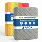 Waterproof Mattress Protector Deep Pocket 2 Pack – Quilted Breathable All-Season Fitted Bed Cover, Buy 1 Get 1 Free, Solid Color for Home & Hotel