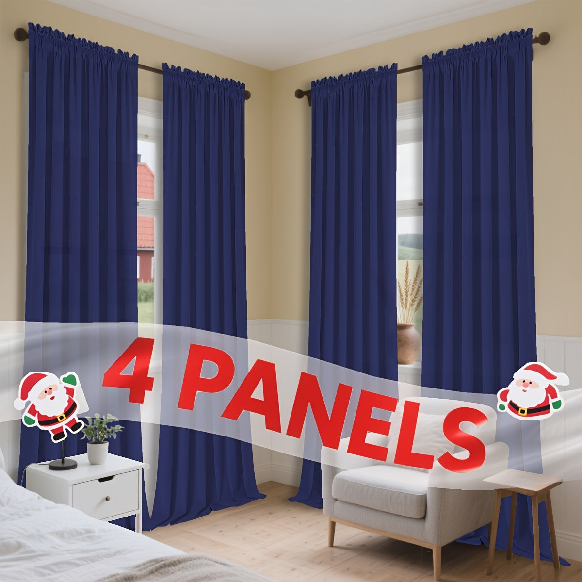 Semi-Sheer Curtains 4 Panels – Modern Light Filtering Window Drapes with Rod Pocket & Eyelet for Living Room, Bedroom & Office, Easy Install No Bleach Care