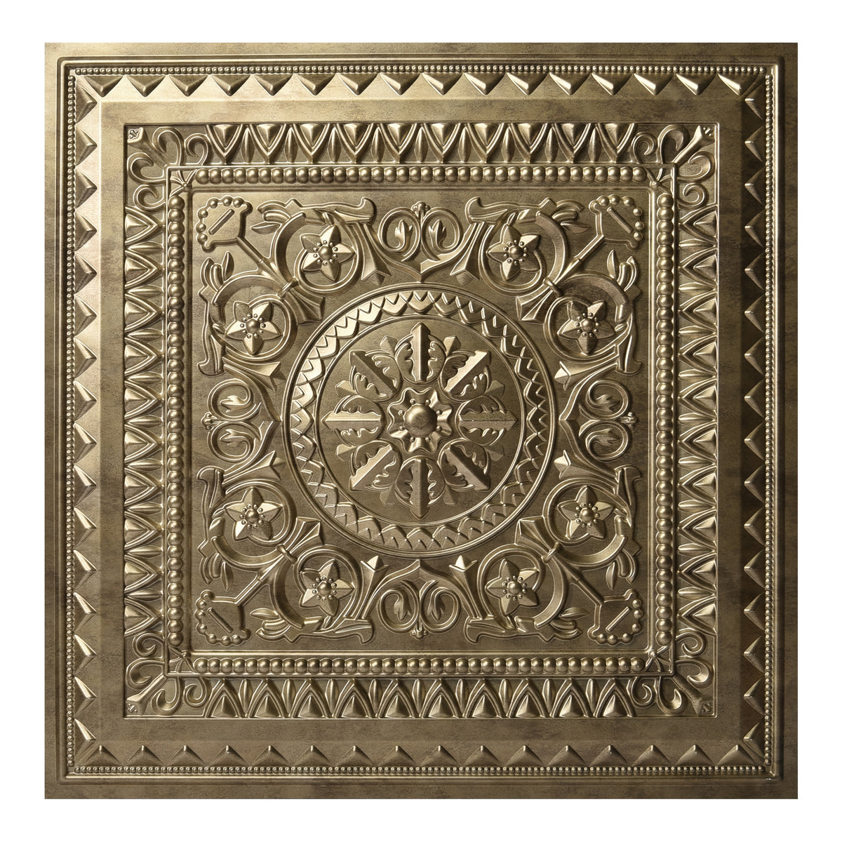 PVC Decorative Ceiling Tiles 24x24 Inch 12-Pack – Vintage Gold Luxury Floral Design, Easy DIY Drop Ceiling or Glue-Up Install, Waterproof & Lightweight, Covers 48 Sq Ft