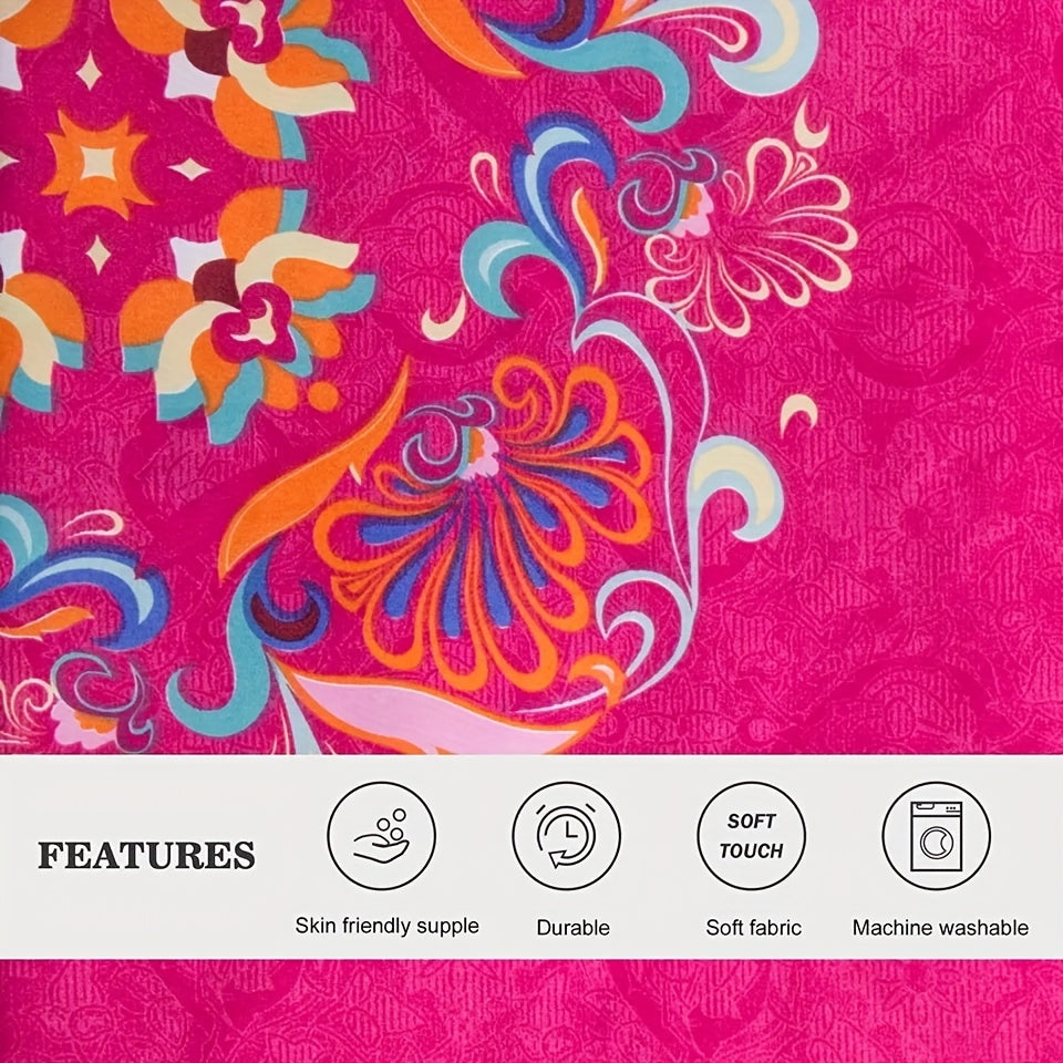 Bohemian Print Quilt Set 2/3pcs - Soft Microfiber Lightweight All-Season Bedding for Double Bed Large and Extra Large Perfect Gift for Valentine's Day Wedding and Girls