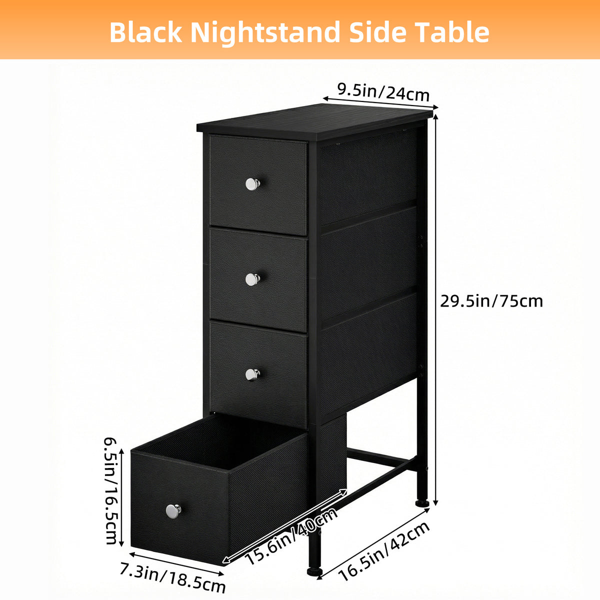 4-Tier Tall Narrow Storage Cabinet | Slim Bathroom & Kitchen Organizer, 29.5"H x 16.5"W x 9.5"D, Compact Shelving for Small Spaces, Easy Assembly