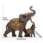 Mama & Baby Elephant Statue Figurine Set – Trunk Up Good Luck Polyresin Sculpture for Home Office Desk Decor Housewarming Birthday Gift for Women
