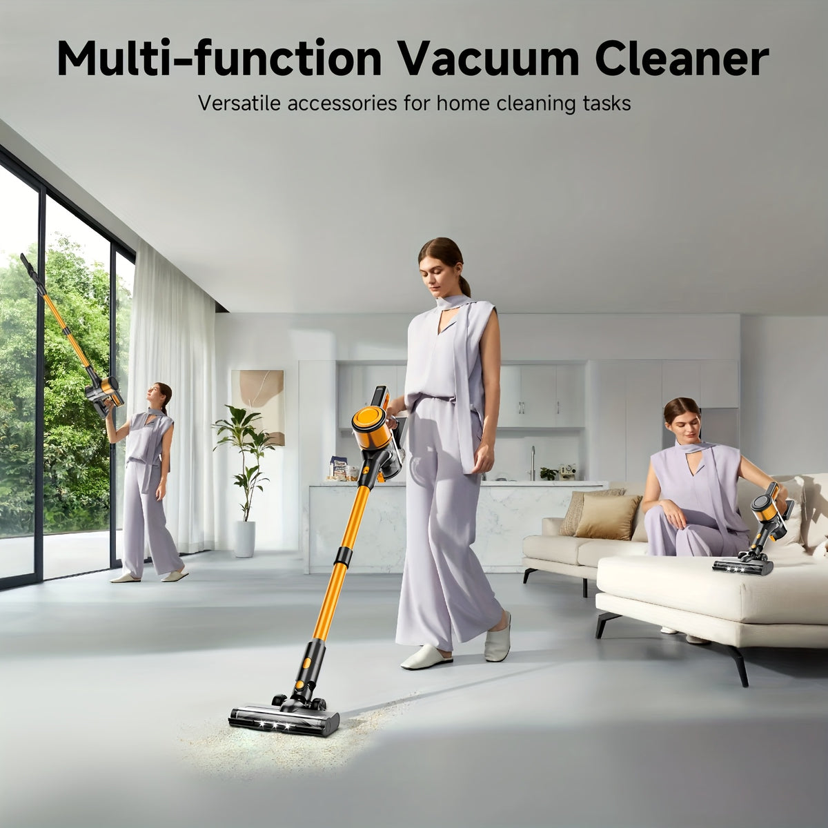 30-60Kpa Stick Vacuum Cleaner Cordless & Corded 55Min Runtime Anti-Tangle Lightweight Handheld for Hardwood Floor Carpet Pet Hair 5 Colors