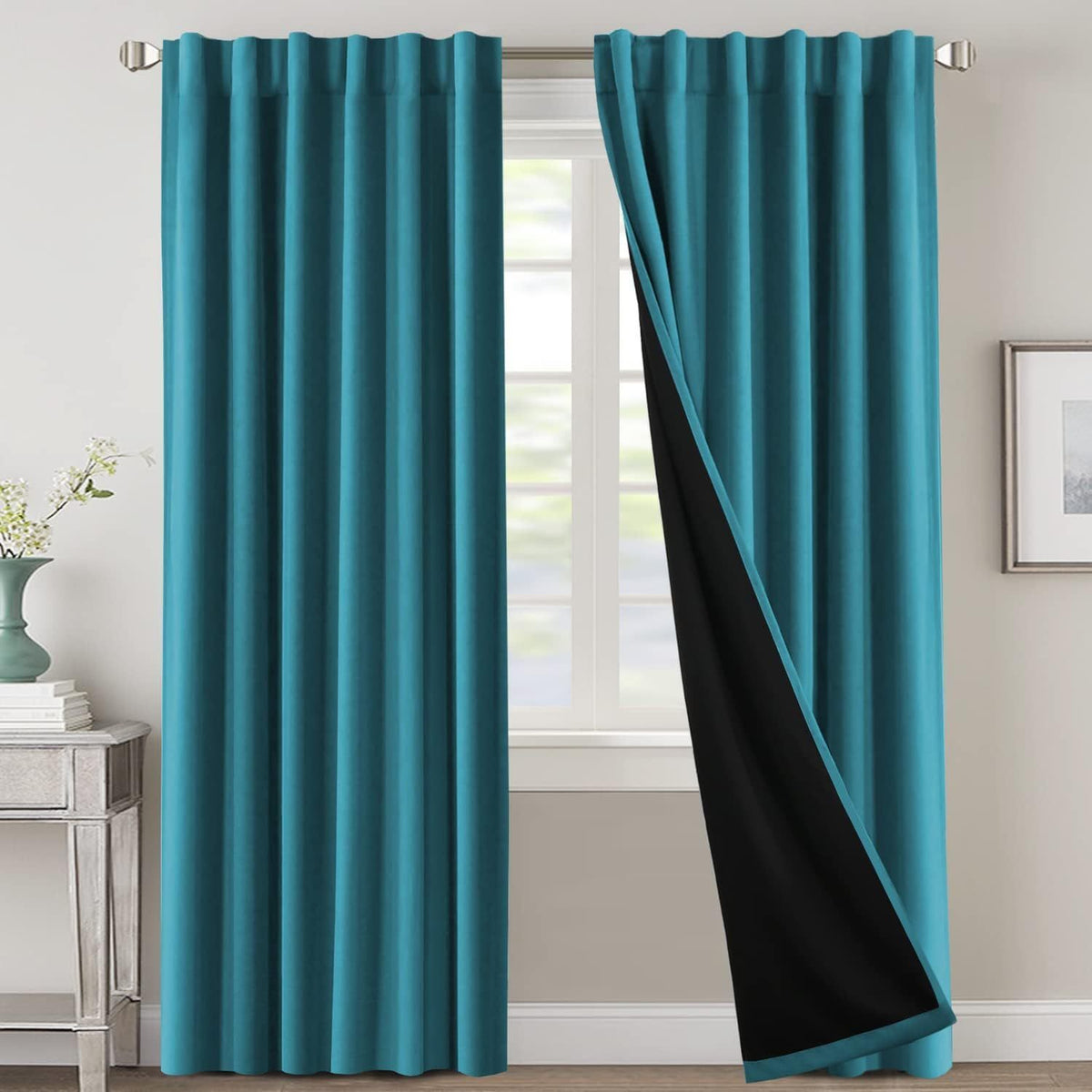 Blackout Curtains 2 Panels 100% Room Darkening 96 Inch Long – Triple Weave Thermal Insulated Back Tab & Rod Pocket Window Drapes for Bedroom & Living Room