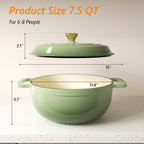 Dutch Oven 5QT 6QT 7.5QT Enameled Cast Iron Cookware with Lid Silicone Handles Oven Safe 500°F Bread Baking Stews Roasts Multiple Colors