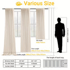 100% Blackout Curtains Back Tab & Rod Pocket for Bedroom Living Room - Thermal Insulated Darkening Drapes 2 & 4 Panel Sets for Windows Office Kitchen, Modern Home Decor