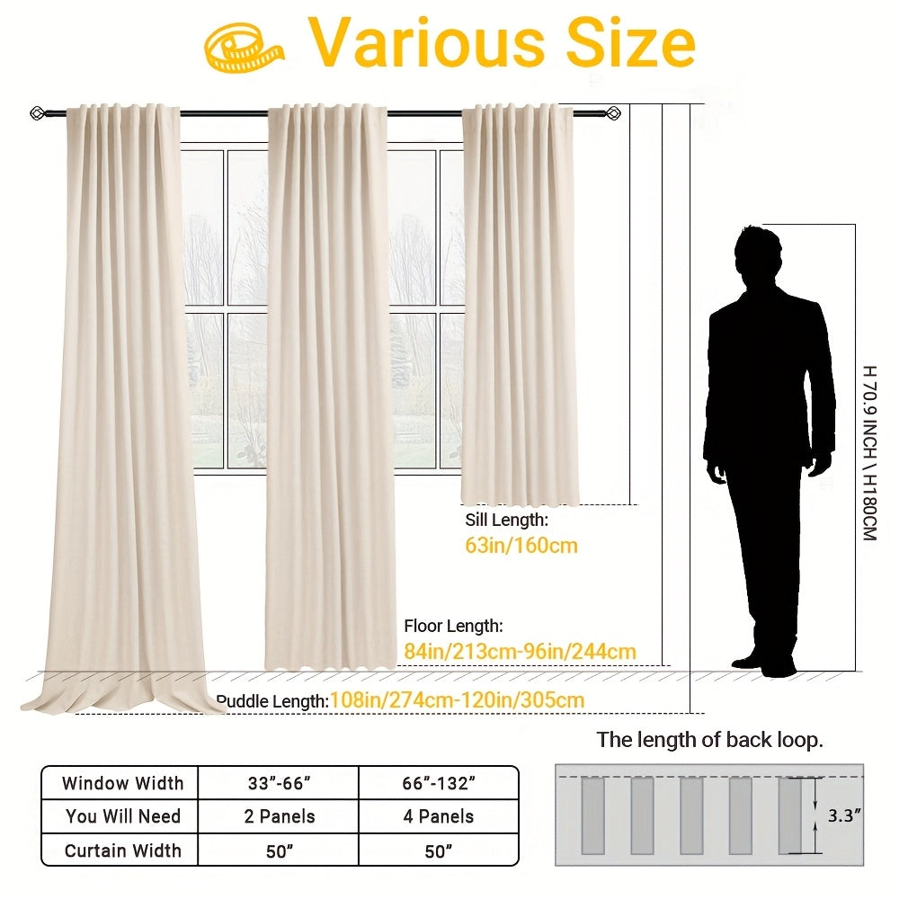 100% Blackout Curtains Back Tab & Rod Pocket for Bedroom Living Room - Thermal Insulated Darkening Drapes 2 & 4 Panel Sets for Windows Office Kitchen, Modern Home Decor