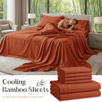 Cooling Bamboo Sheet Sets Deep Pocket 16 Inch Moisture-Wicking Breathable Soft 1800 Thread Count Fitted Sheet Twin Full Queen King All Season