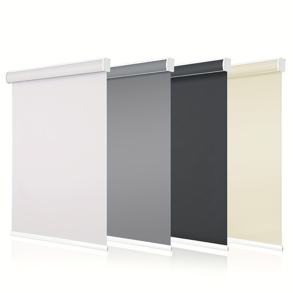 Blackout Cordless Roller Shades – Free-Stop Blinds with Valance Thermal Insulated UV Protection | 4 Colors, 26 Sizes