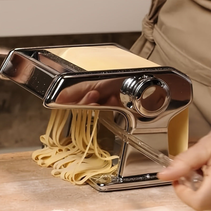 Manual Pasta Maker Machine Stainless Steel – 9 Adjustable Thickness Settings Noodle Cutter for Spaghetti, Fettuccine, Lasagna & Dumpling Wrappers, Durable Kitchen Tool