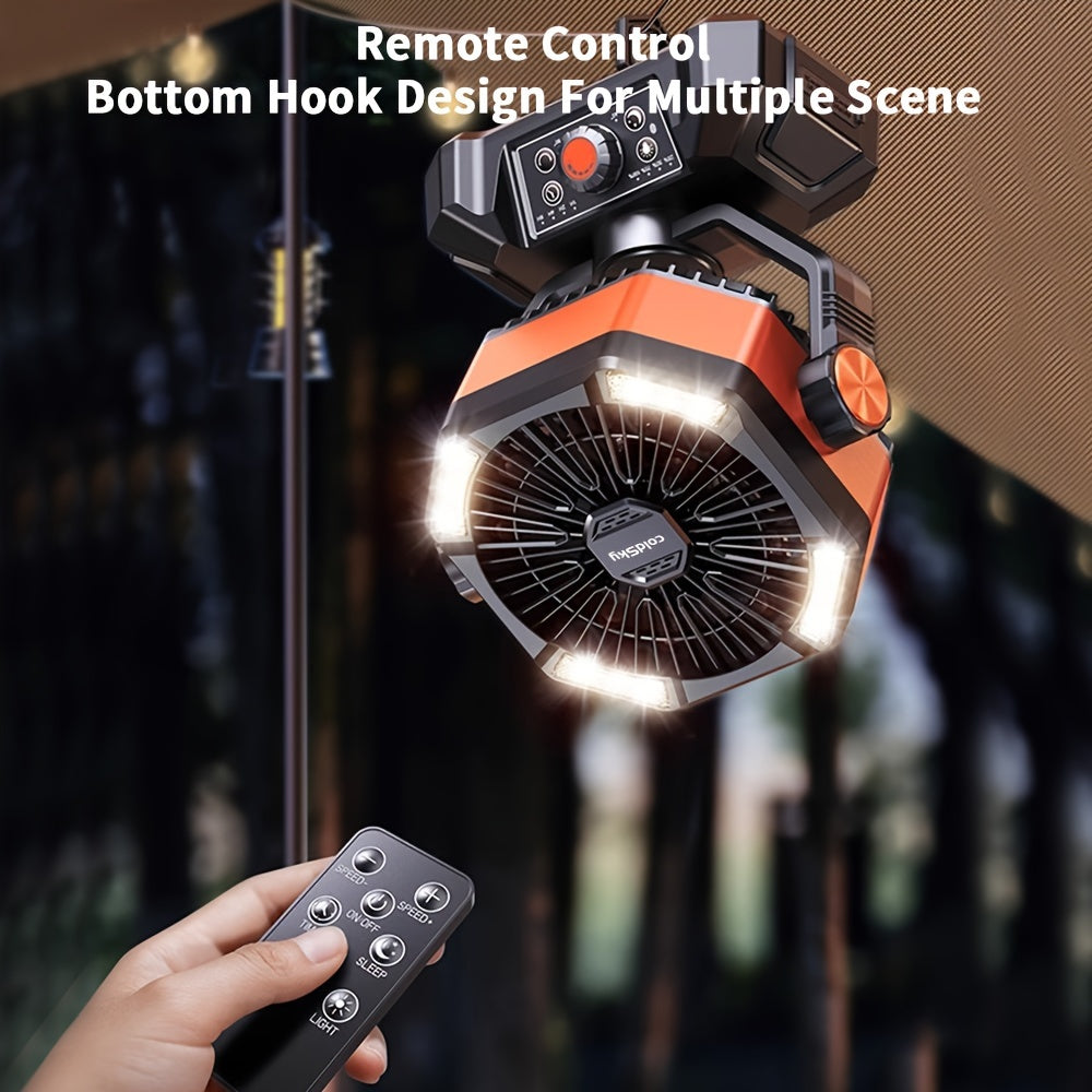 Portable Outdoor Fan 20000mAh Rechargeable USB Battery Operated with Remote Infinite Speed Control for Camping Road Trip Outdoor Indoor