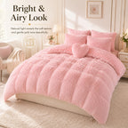Luxury Fluffy Plush Bedding Set – Soft Duvet Cover, Pillowcases & Throw Pillow, Queen/King, All-Season