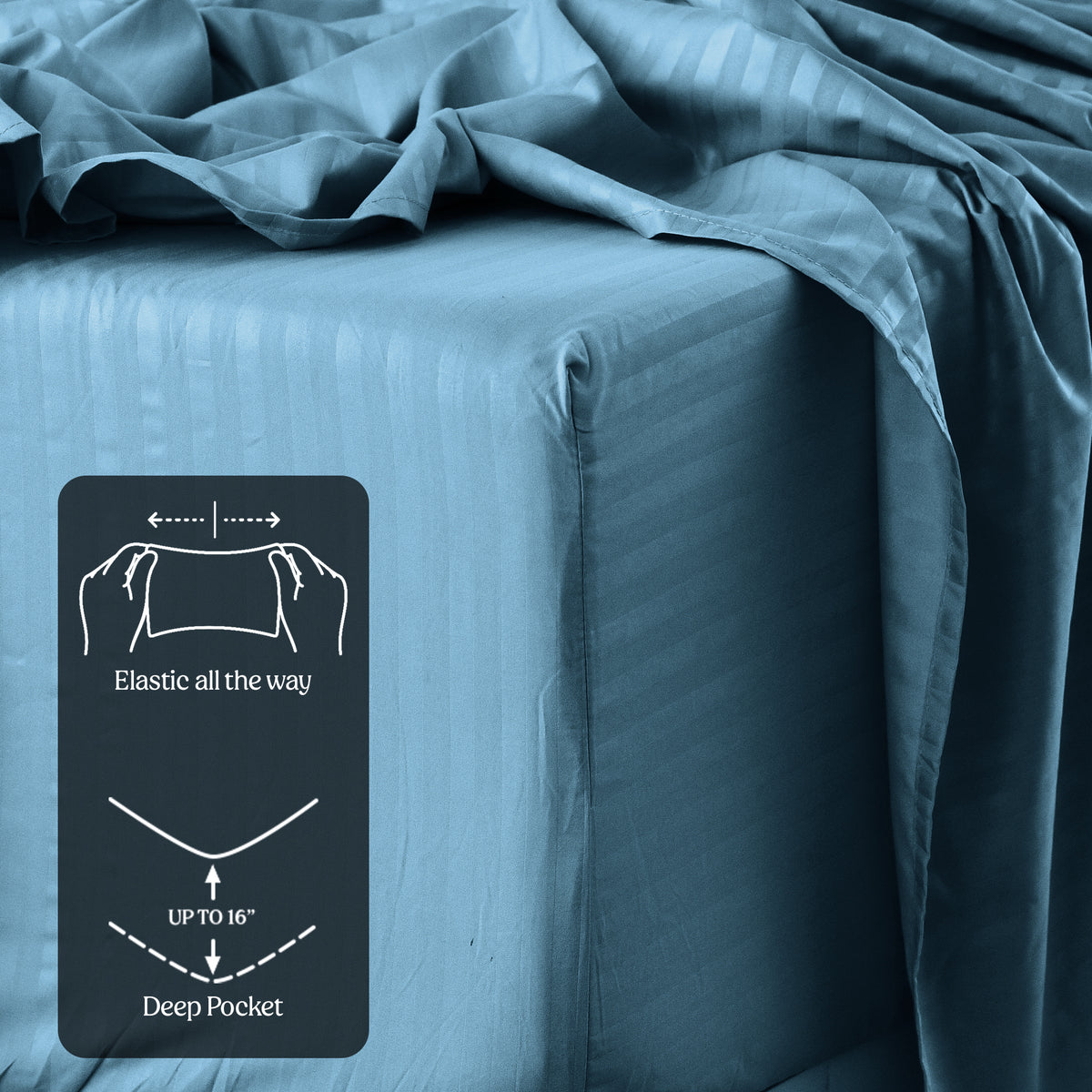 Luxury Striped Bed Sheet Set 3 or 4 Pcs – Hotel-Quality Deep Pocket 16", Extra Soft Breathable Cooling Sheets, Wrinkle & Fade Resistant, Twin Twin XL Full Queen King Cal King, 11 Colors
