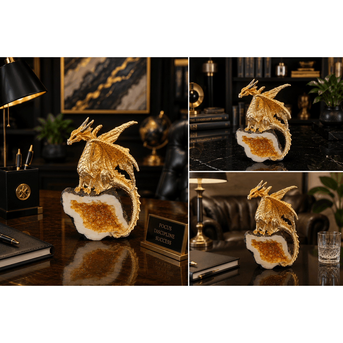 Dragon Crystal Cave Figurine 5.5" Decorative Resin Statue – Unique Dragon Sculpture for Home, Office & Bookshelf Decor