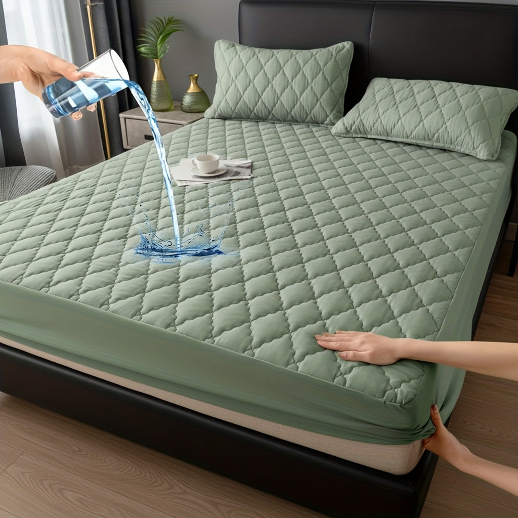 Mattress Protector Deep Pocket 11.8-Inch Thickened Fitted Cover with Embossed Design – Solid Color Bedding Essential for Twin Full Queen King, 7 Colors