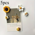 Fridge Magnets with Photo Message Holders Set of 5 – Flower & Bee Multicolor Oval Refrigerator Magnets for Home, Office & Holiday Gifts, Cute Decorative Photo Display Magnets