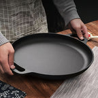 Cast Iron Pizza Pan 6-Piece Set – 11-Inch Pre-Seasoned Griddle for Oven, Stovetop, Grill & Campfire | Multi-Purpose Round Cast Iron Baking Pan for Pizza, Bread & More