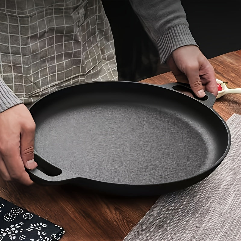 Cast Iron Pizza Pan 6-Piece Set – 11-Inch Pre-Seasoned Griddle for Oven, Stovetop, Grill & Campfire | Multi-Purpose Round Cast Iron Baking Pan for Pizza, Bread & More