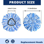 Spin Mop Replacement Heads 6 Pack Microfiber – Machine Washable Mop Head Refills with Scrub Brush & Base for Deep Floor Cleaning, Home, Kitchen & Hardwood Floors, Blue
