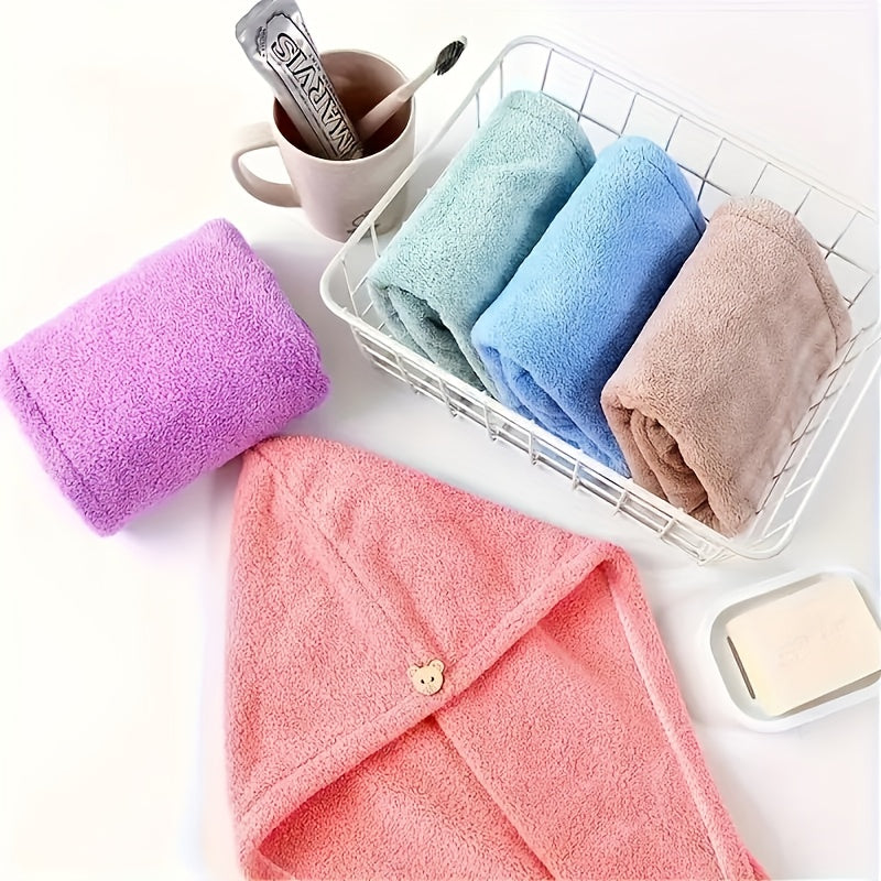 Microfiber Hair Towels 5pcs – Quick-Dry Super Absorbent Coral Velvet Drying Caps | Soft Lightweight Odorless Hair Wrap for Bathroom | Random Colors
