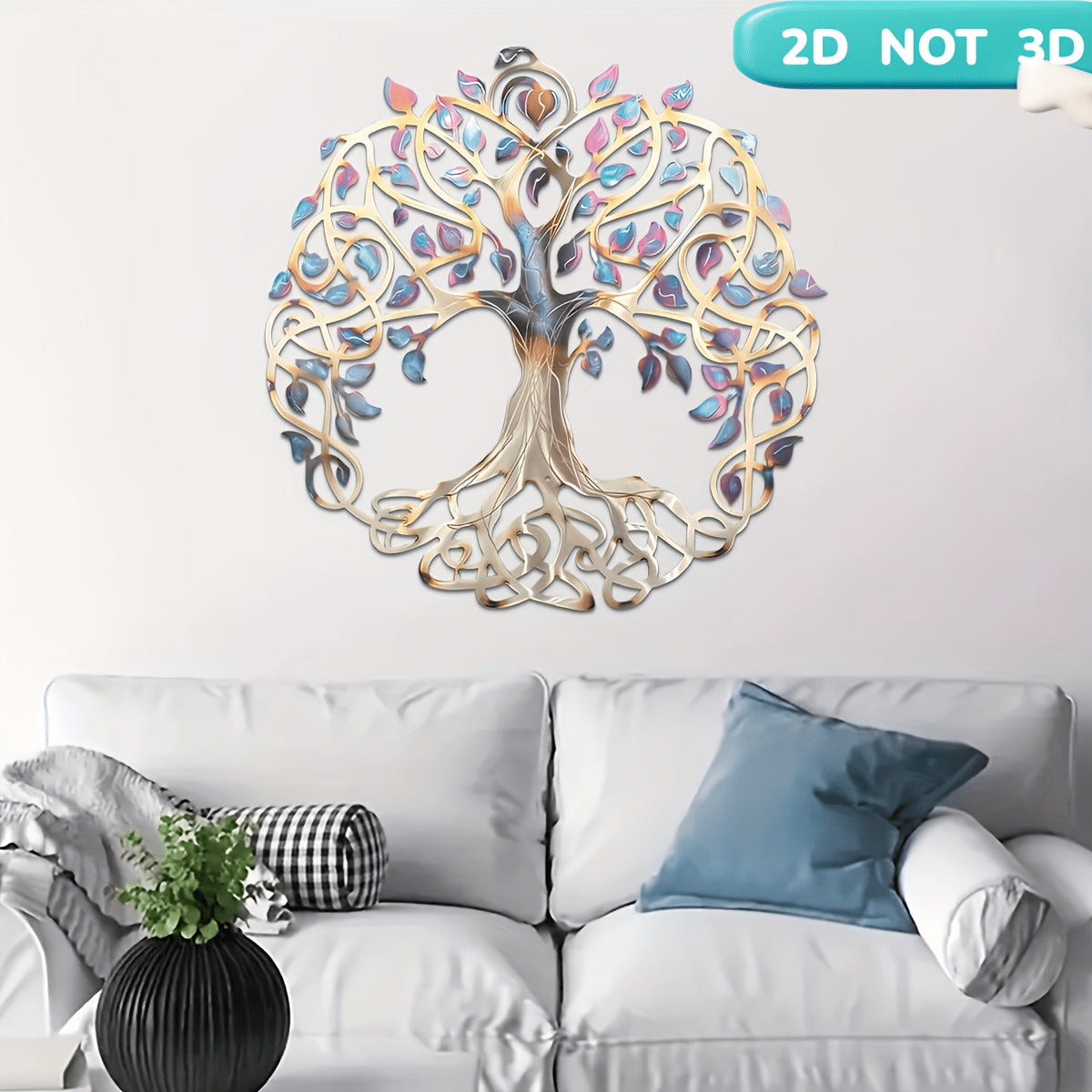 Tree of Life Metal Wall Sculpture – Colorful Multicolor Branches Wall Hanging Art for Indoor & Outdoor Farmhouse, Living Room & Garden Decor