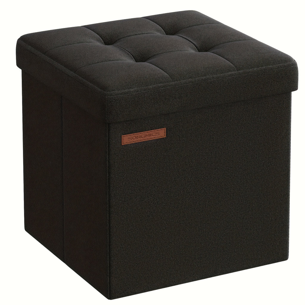 Foldable Storage Cube Ottoman Footstool – 11.6" Hidden Storage, 286 lb Capacity, for Living Room Bedroom Dorm, Ink Black Dark Gray Jelly Pink