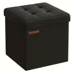 Foldable Storage Cube Ottoman Footstool – 11.6" Hidden Storage, 286 lb Capacity, for Living Room Bedroom Dorm, Ink Black Dark Gray Jelly Pink