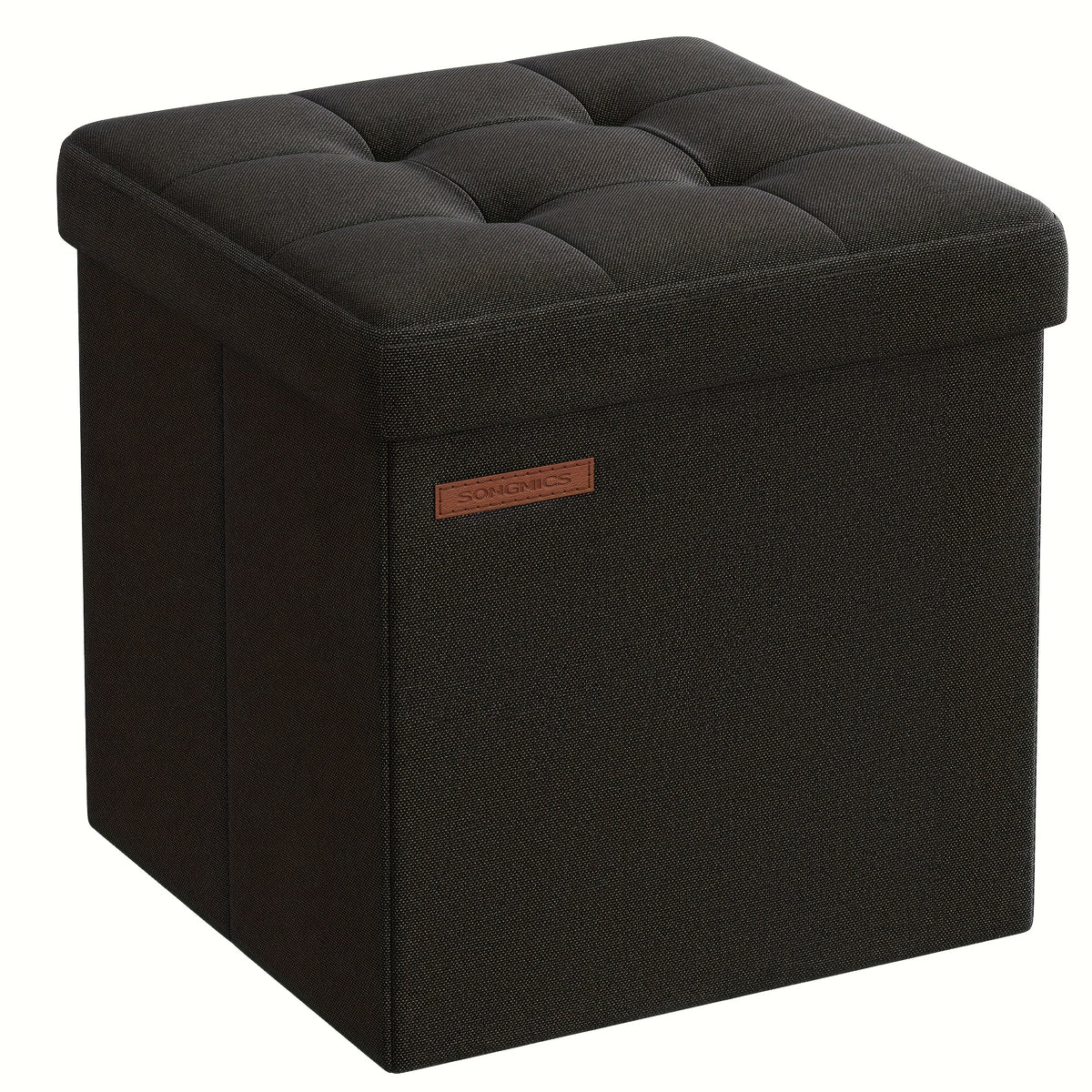 Foldable Storage Cube Ottoman Footstool – 11.6" Hidden Storage, 286 lb Capacity, for Living Room Bedroom Dorm, Ink Black Dark Gray Jelly Pink