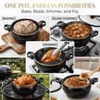8.45QT Large Capacity Non-Stick Braiser Soup Pot with Twist-Lock Handle – Fast Even Heating, Gas Induction & Fire Pit Compatible for Home Restaurant & Camping