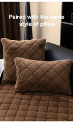Thickened Faux Rabbit Fur Sofa Cover or Cushion Cover 2-in-1 Non-Slip Machine Washable Pet-Friendly Warm Plush Seat Pad for Bedroom Office Living Room Home Decor