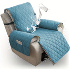 Quilted Recliner Sofa Cover Anti-Slip Wear-Resistant 4-Layer Fabric Dual Side Pockets Machine Washable Pet Home Bedroom Living Room 10 Colors 2 Sizes