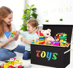 Extra Large Collapsible Storage Box 31.7 Gal with Lid – Foldable Kids Toy Chest Organizer Bin for Boys & Girls, Bedroom, Living Room & Nursery, Sturdy Basket in Black, Beige & Dark Grey