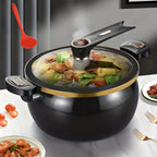 Non-Stick Soup Pot 8.45QT Large Capacity with Twist-Lock Handle Induction Gas Open Fire Universal Stew Pot for Home Restaurant Hotel Black