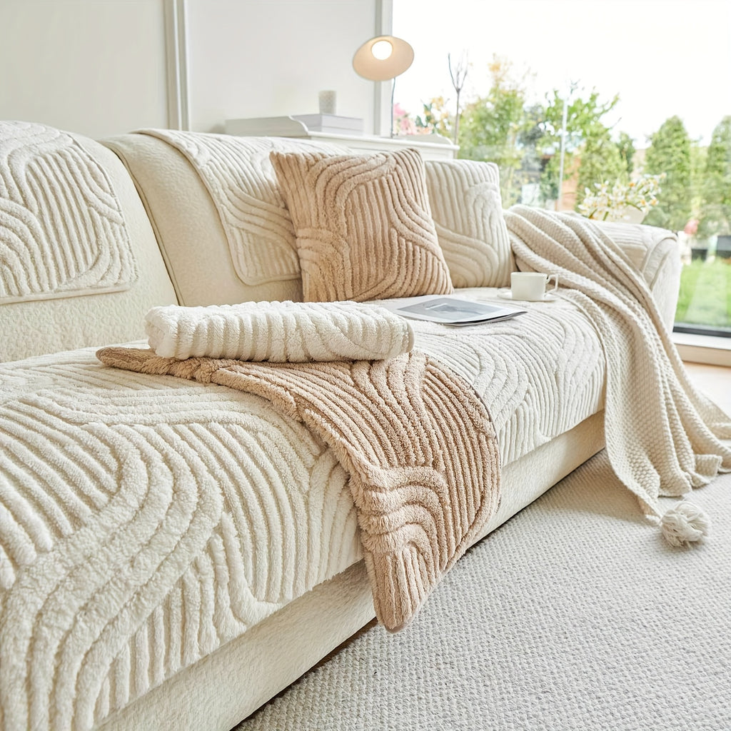 Plush Non-Slip Sofa Cushion Cover Luxury Modern Pet-Proof Breathable Seat Pad Slipcover for Couch Living Room Bedroom Office – Soft Velvet Sofa Seat Cushion Protector Home Decor