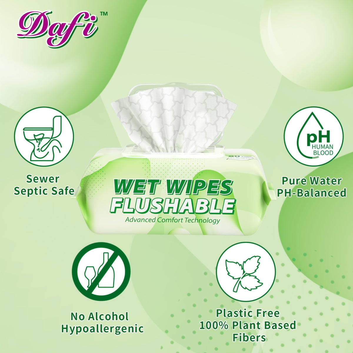 Flushable Wipes for Adults Unscented 240 Pack (3-Pack) - 100% Plant-Based Fibers, No Alcohol, Septic & Sewer Safe Adult Wet Wipes for Sensitive Skin, Gentle Daily Toilet Wipes