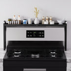 Stove Top Shelf Expandable Spice Rack – Adjustable Back of Stove & Over Sink Shelf for Kitchen Storage Organization, Black