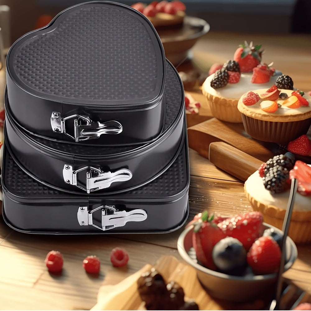 Springform Cake Pan Set 6pcs Nonstick Carbon Steel – Heart, Round & Square Cheesecake Pans 7–11 Inch with Removable Bottom for Mousse, Cheesecake & Layer Cakes
