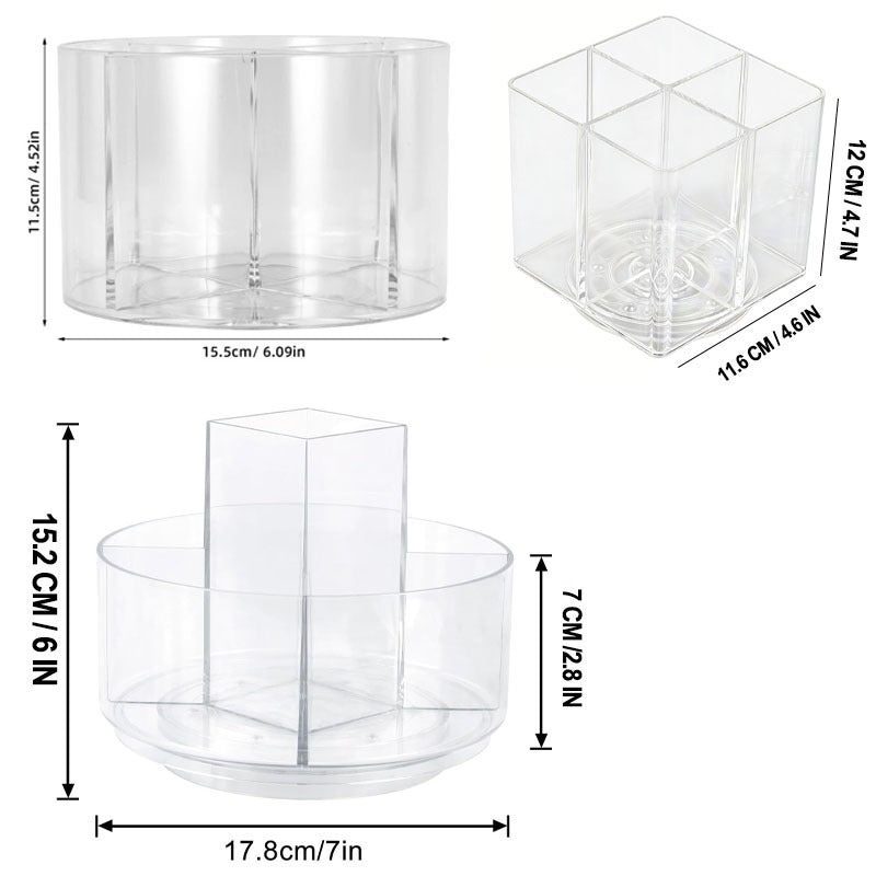 Lazy Susan Organizer Rotating Drink Mix Packet Holder Clear Turntable with Dividers for Powder Packets Water Flavor Packets Pantry Counter