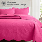 Luxury Quilted Bedspread Set 3 Piece Floral Coverlet with Pillow Shams Breathable Lightweight All Season - Twin Queen King California King 16 Colors