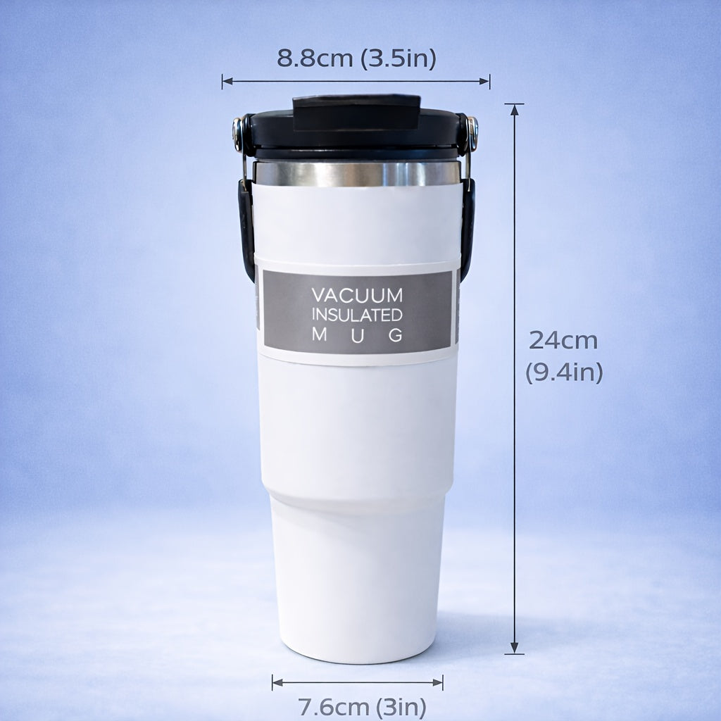 30oz Stainless Steel Insulated Tumbler 6-Pack with Handle, Lid & Straw – Double Wall Vacuum Travel Cups, Colorful Gift Set for Coffee, Cold Drinks & Daily Use | Black, Red, White & More