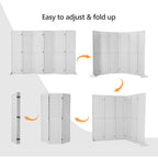 5 FT Freestanding Pegboard Room Divider | Wood Folding Privacy Screen & Display Board Organizer with Support Feet – White, Black, Natural, Grey | Craft Shows, Retail & Home