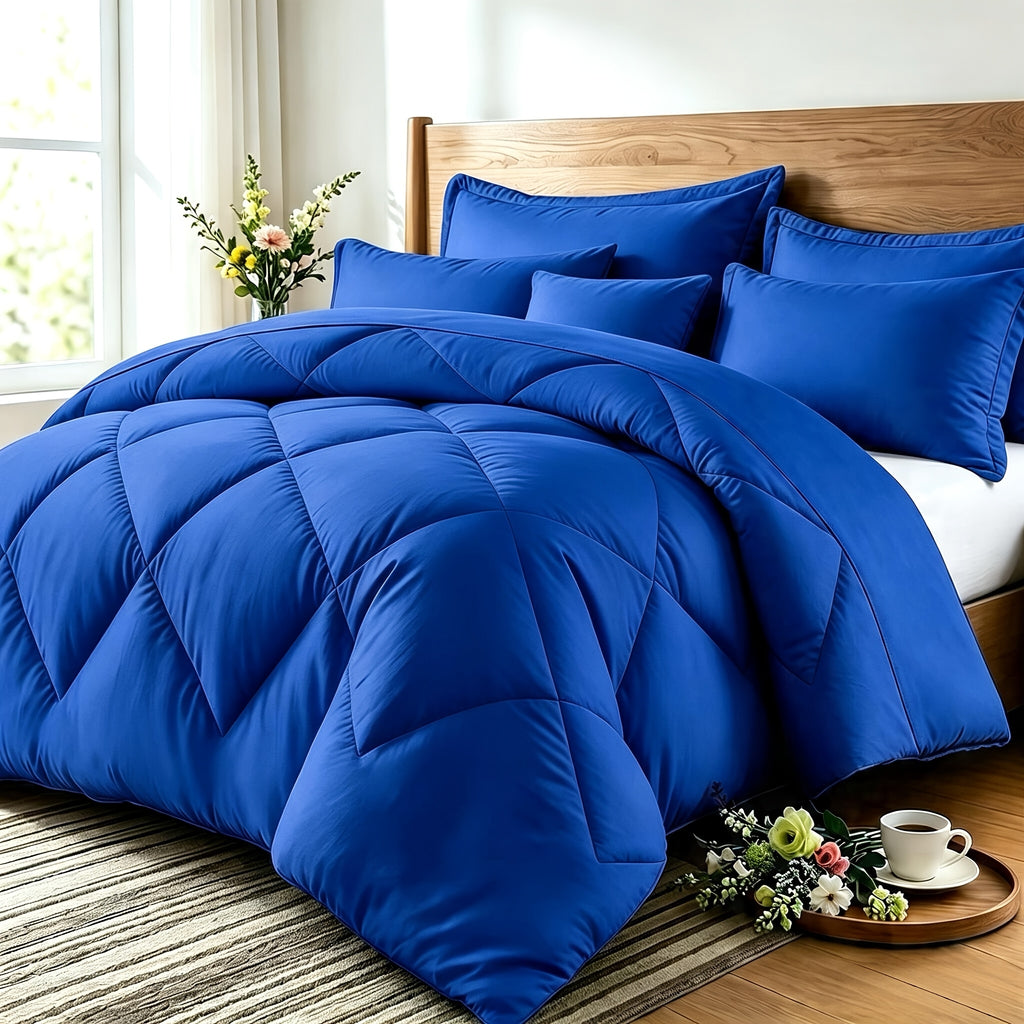 Quilt Set 3 Piece Lightweight Breathable Comforter with Pillowcases - Diamond Pattern Ultra-Fine Fiber Soft Bedding Set 42 Colors Twin Queen King Pinch Pleat
