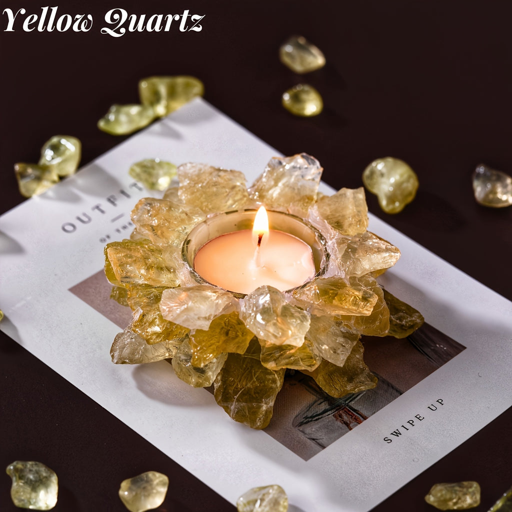 Natural Crystal Candlestick Holder Handmade Rose Quartz Citrine Amethyst – Unique Home Decor Candle Holder Gift for Teacher Appreciation Festival Holiday