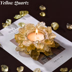 Natural Crystal Candlestick Holder Handmade Rose Quartz Citrine Amethyst – Unique Home Decor Candle Holder Gift for Teacher Appreciation Festival Holiday