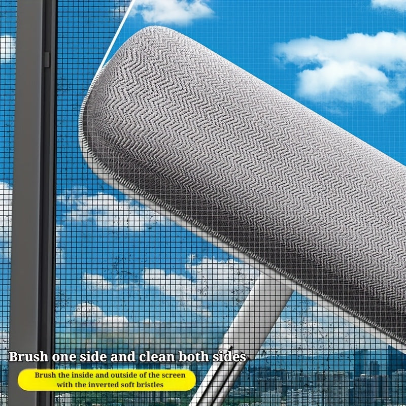 Window Cleaning Brush with Extendable Handle Screen Cleaner Reusable Pet Hair Remover Household Door Window Scrubber for Bathroom Kitchen Bedroom Living Room Portable Multi-Use Home Cleaning Tool